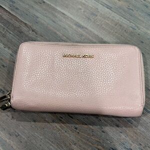 Michael Kors Pink Leather Jet Travel Wallet